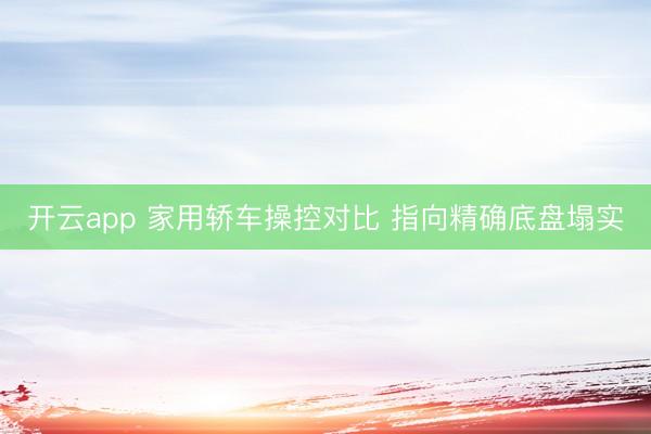 开云app 家用轿车操控对比 指向精确底盘塌实