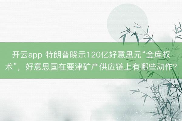 开云app 特朗普晓示120亿好意思元“金库权术”，好意思国在要津矿产供应链上有哪些动作？