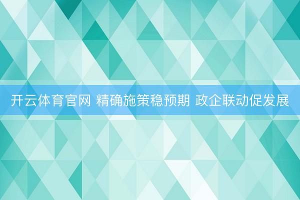 开云体育官网 精确施策稳预期 政企联动促发展