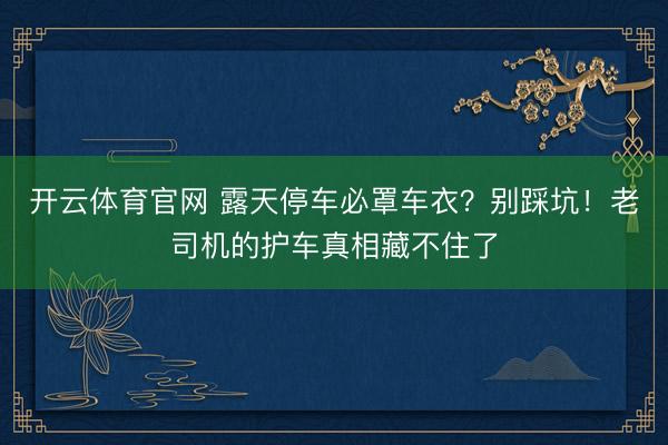 开云体育官网 露天停车必罩车衣？别踩坑！老司机的护车真相藏不住了