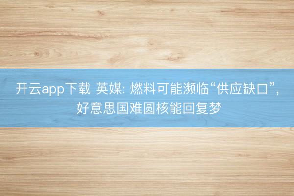 开云app下载 英媒: 燃料可能濒临“供应缺口”, 好意思国难圆核能回复梦