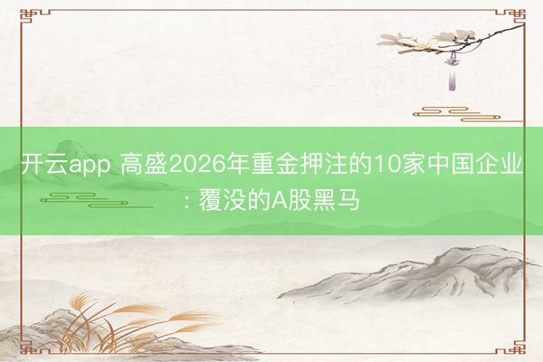 开云app 高盛2026年重金押注的10家中国企业: 覆没的A股黑马