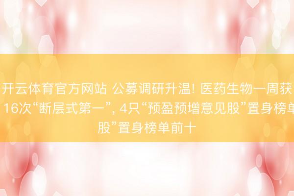 开云体育官方网站 公募调研升温! 医药生物一周获调研116次“断层式第一”， 4只“预盈预增意见股”置身榜单前十