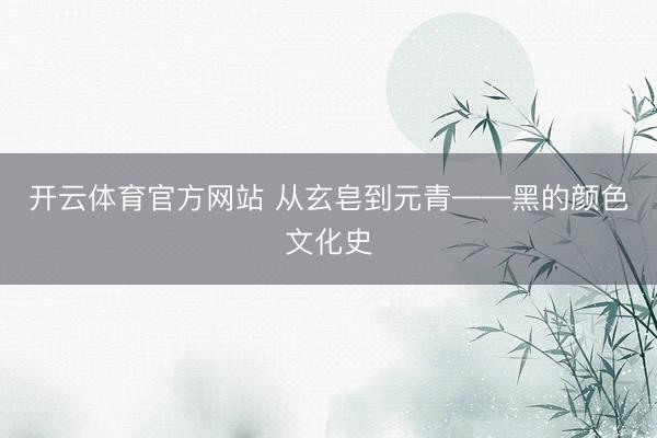 开云体育官方网站 从玄皂到元青——黑的颜色文化史