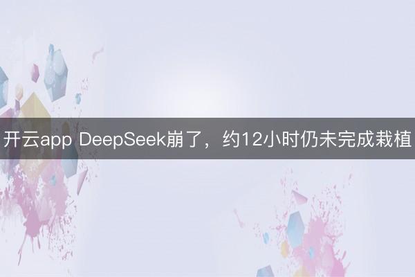 开云app DeepSeek崩了,约12小时仍未完成栽植
