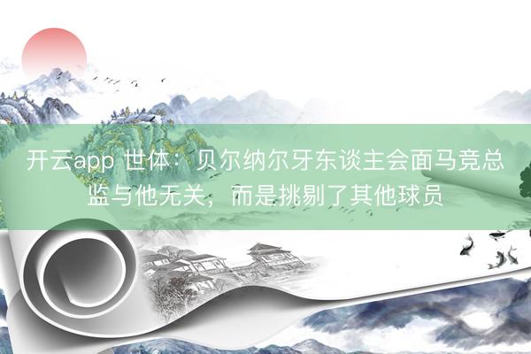 开云app 世体:贝尔纳尔牙东谈主会面马竞总监与他无关,而是挑剔了其他球员