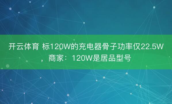 开云体育 标120W的充电器骨子功率仅22.5W，商家：120W是居品型号