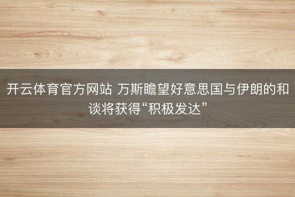 开云体育官方网站 万斯瞻望好意思国与伊朗的和谈将获得“积极发达”