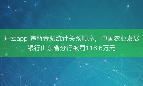 开云app 违背金融统计关系顺序，中国农业发展银行山东省分行被罚116.6万元
